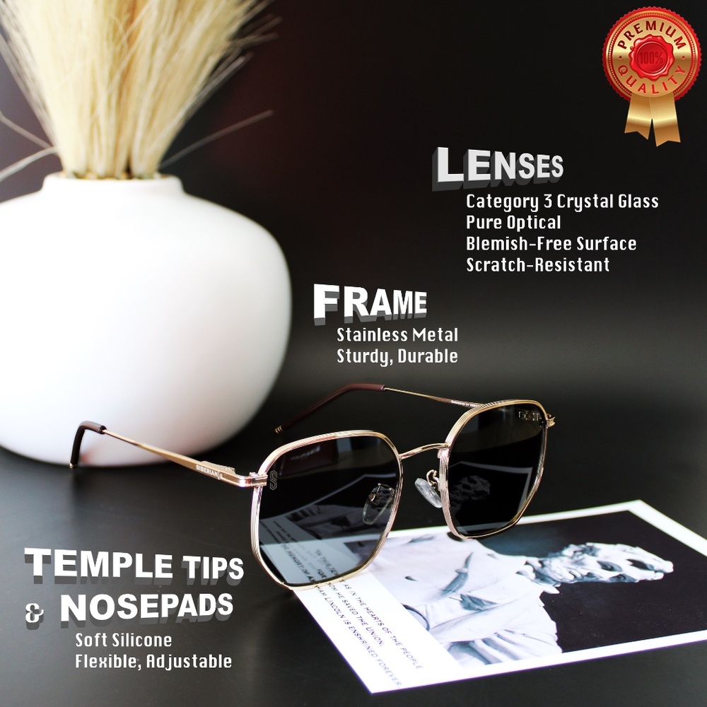 🇺🇸BLACK Hexagonal Sunglasses - Picture 5 of 13